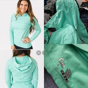 ZYIA Green Fitted Ribbed Hoodie Sweatshirt
